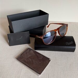 Persol PO0649 Brown Tortoiseshell Frames with Blue Lenses NWT